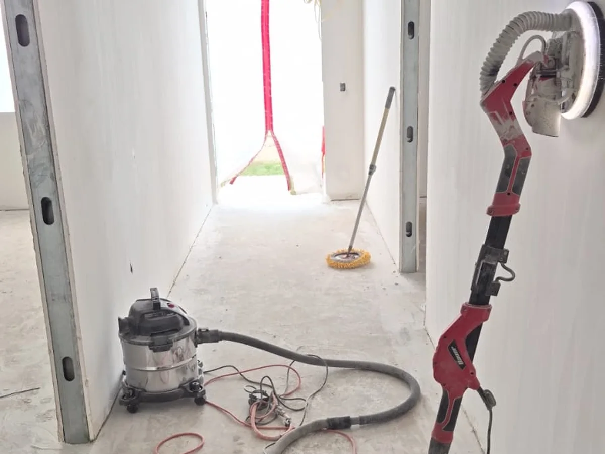 Hallway sanded with a vacuum sander
